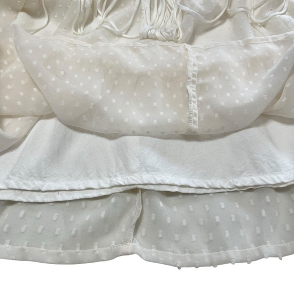 Shyanne Country Cowgirl Tiered Macrame Fringe Sheer Swiss Dot Cream Dress Size M - Picture 5 of 12